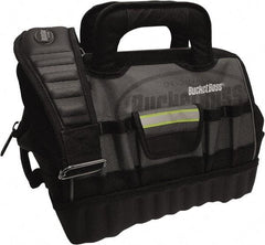 Bucket Boss - 14 Pocket Gray & Black Polyester Tool Bag - 14" Wide x 10" Deep x 11" High - Exact Industrial Supply