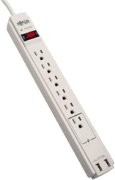 Tripp-Lite - 6 Outlets, 120 VAC15 Amps, 6' Cord, Power Outlet Strip - Floor, Keyhole Mount, 5-15 NEMA Configuration, 13" Strip - Exact Industrial Supply