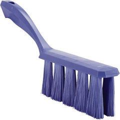 Vikan - 3.9" Bristle Length, Polyester Cleaning & Finishing Brush - 3" Long x 6-1/2" Wide Head, 13" OAL, Easy Grip Handle, Purple, Polypropylene Block - Exact Industrial Supply