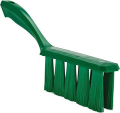 Vikan - 3.9" Bristle Length, Polyester Cleaning & Finishing Brush - 3" Long x 6-1/2" Wide Head, 13" OAL, Easy Grip Handle, Green, Polypropylene Block - Exact Industrial Supply