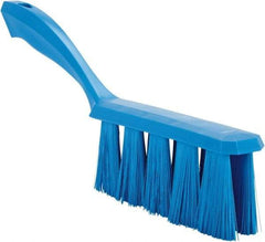 Vikan - 3.9" Bristle Length, Polyester Cleaning & Finishing Brush - 3" Long x 6-1/2" Wide Head, 13" OAL, Easy Grip Handle, Blue, Polypropylene Block - Exact Industrial Supply