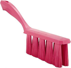 Vikan - 3.9" Bristle Length, Polyester Cleaning & Finishing Brush - 3" Long x 6-1/2" Wide Head, 13" OAL, Easy Grip Handle, Pink, Polypropylene Block - Exact Industrial Supply