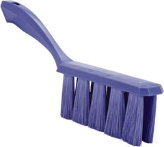 Vikan - 3.9" Bristle Length, Polyester Cleaning & Finishing Brush - 3" Long x 1-1/2" Wide Head, 13" OAL, Easy Grip Handle, Purple, Polypropylene Block - Exact Industrial Supply