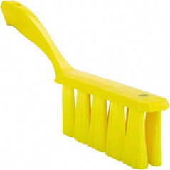 Vikan - 3.9" Bristle Length, Polyester Cleaning & Finishing Brush - 3" Long x 1-1/2" Wide Head, 13" OAL, Easy Grip Handle, Yellow, Polypropylene Block - Exact Industrial Supply