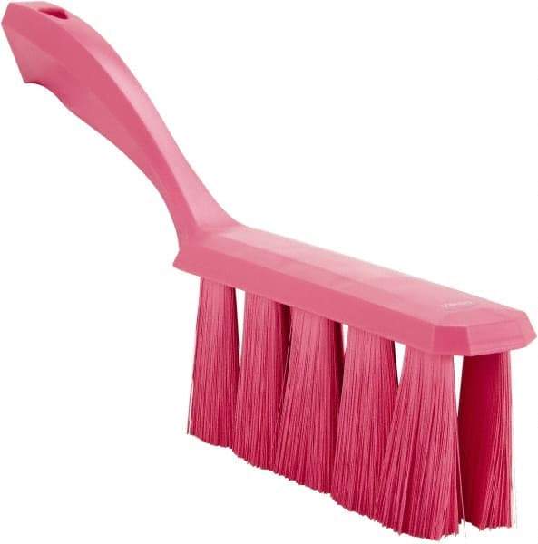 Vikan - 3.9" Bristle Length, Polyester Cleaning & Finishing Brush - 3" Long x 1-1/2" Wide Head, 13" OAL, Easy Grip Handle, Pink, Polypropylene Block - Exact Industrial Supply