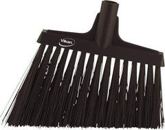 Vikan - 9-1/2" Wide, Black Polyester Bristles, Angled Broom - Water Resistant - Exact Industrial Supply