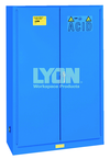 Acid Storage Cabinet - #5544 - 43 x 18 x 65" - 45 Gallon - w/2 shelves, three poly trays, 2-door manual close - Blue Only - Exact Industrial Supply