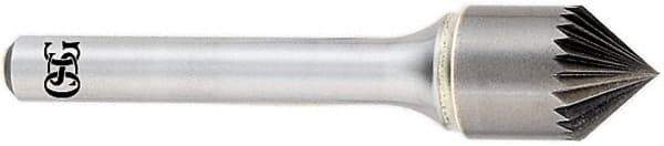 OSG - 3/8" Head Diam, 1/4" Shank Diam, 20 Flute 60° Solid Carbide Countersink - Bright Finish, Single End, Straight Shank, Right Hand Cut - Exact Industrial Supply