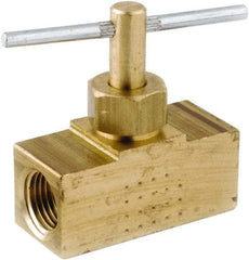 ANDERSON METALS - 1/8" Pipe, Inline Metal Seat Needle Valve - Brass Seal, Female x Female Ends, Lead Free Brass Valve, 150 Max psi - Exact Industrial Supply