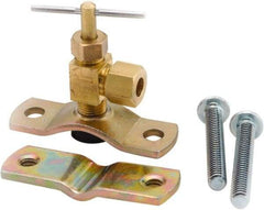ANDERSON METALS - 1/4" Pipe, Angled Metal Seat Needle Valve - Brass Seal, Compression x Saddle Valve Ends, Lead Free Brass Valve, 150 Max psi - Exact Industrial Supply