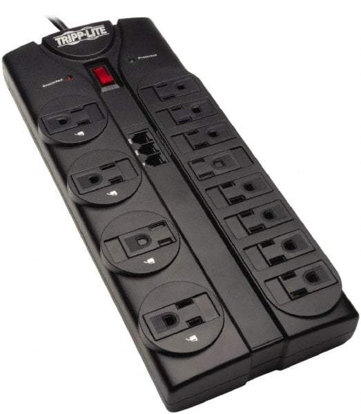 Tripp-Lite - 12 Outlets, 120 VAC15 Amps, 8' Cord, Power Outlet Strip - Floor, Keyhole Mount, 5-15 NEMA Configuration, 10.3" Strip - Exact Industrial Supply