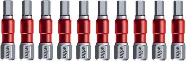 Wiha - 4mm Hex Bit - 1/4" Hex Drive, 1-9/64" OAL - Exact Industrial Supply