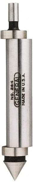 General - 0.2" Head Diam, 1/2" Shank, Double End, Mechanical Center Finder - Accurate to 0.0005", Conical and Cylindrical Contact - Exact Industrial Supply