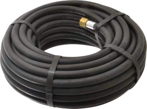 Alliance Hose & Rubber - 1/4" ID x 1/2" OD 50' Long Multipurpose Air Hose - MNPT x FNPT(Swivel) Ends, 200 Working psi, -40 to 190°F, 1/4" Fitting, Black - Exact Industrial Supply