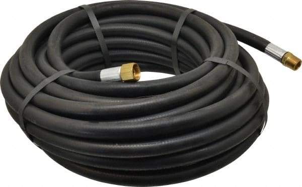Alliance Hose & Rubber - 3/8" ID x 23/32" OD 50' Long Multipurpose Air Hose - MNPT x FNPT(Swivel) Ends, 300 Working psi, -40 to 190°F, 3/8" Fitting, Black - Exact Industrial Supply