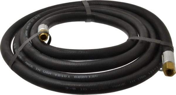 Alliance Hose & Rubber - 3/8" ID x 23/32" OD 10' Long Multipurpose Air Hose - MNPT x FNPT(Swivel) Ends, 300 Working psi, -40 to 190°F, 1/4" Fitting, Black - Exact Industrial Supply