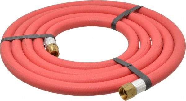 Alliance Hose & Rubber - 3/8" ID x 23/32" OD 10' Long Multipurpose Air Hose - MNPT x FNPT(Swivel) Ends, 300 Working psi, -40 to 190°F, 3/8" Fitting, Red - Exact Industrial Supply
