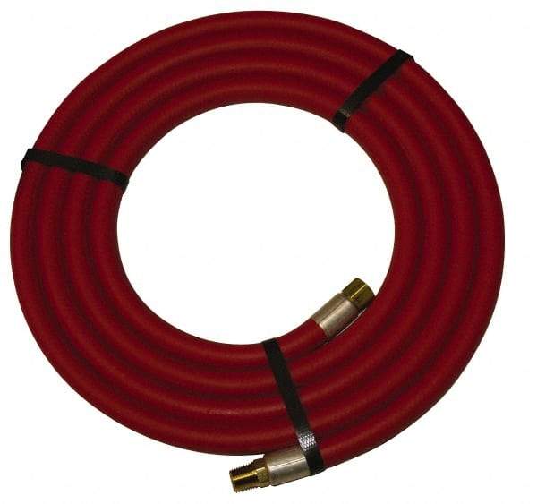 Alliance Hose & Rubber - 1" ID x 1-25/64" OD 10' Long Multipurpose Air Hose - MNPT x FNPT(Swivel) Ends, 300 Working psi, -40 to 190°F, 1" Fitting, Red - Exact Industrial Supply