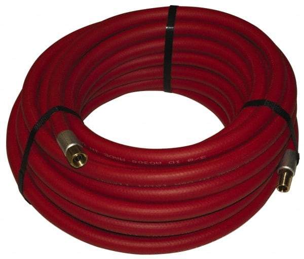 Alliance Hose & Rubber - 1/4" ID x 1/2" OD 50' Long Multipurpose Air Hose - MNPT x FNPT(Swivel) Ends, 200 Working psi, -40 to 190°F, 1/4" Fitting, Red - Exact Industrial Supply