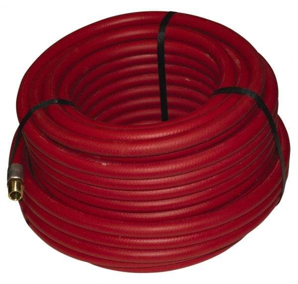 Alliance Hose & Rubber - 1" ID x 1-25/64" OD 100' Long Multipurpose Air Hose - MNPT x FNPT(Swivel) Ends, 300 Working psi, -40 to 190°F, 1" Fitting, Red - Exact Industrial Supply