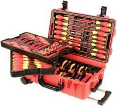 Wiha - 80 Piece Insulated Hand Tool Set - Comes in Molded Rolling Custom Tool Box - Exact Industrial Supply