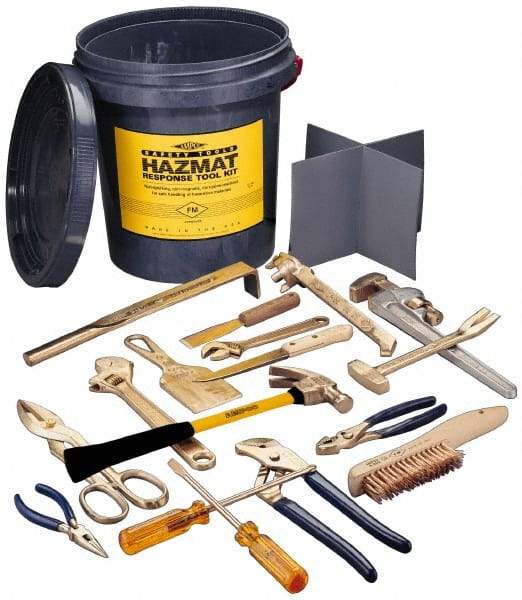 Ampco - 17 Piece Hazmat Response Tool Kit - Comes in Tool Bucket - Exact Industrial Supply
