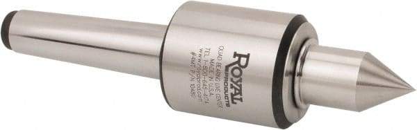 Royal Products - MT4 Morse Taper, 2.45" Head Diam Live Center - 5,000 Max RPM, 2.78" Head Length, 1-1/4" Point Diam, 2.35" Point Len, 1,230 Lb Max Workpc, Long Point - Exact Industrial Supply
