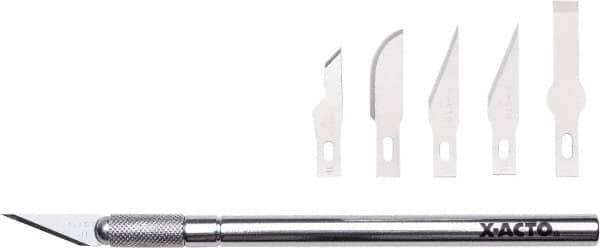 X-ACTO - Stainless Steel Hobby Knife with 5 Blades - #11 Blade - Exact Industrial Supply