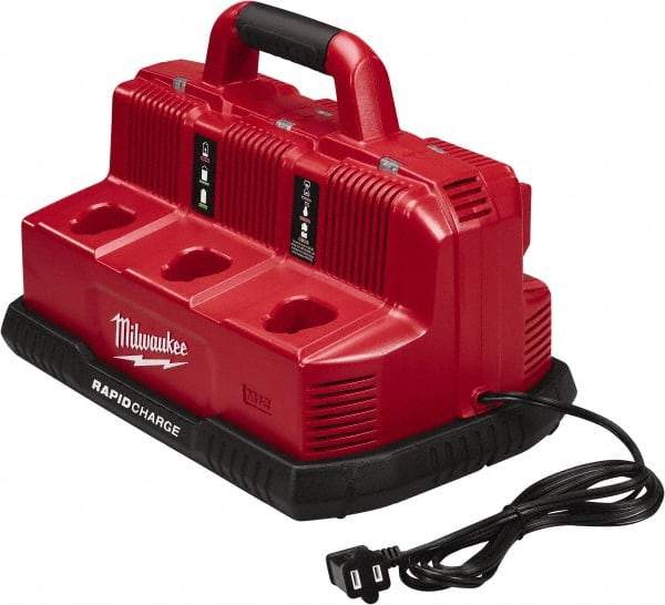 Milwaukee Tool - 18 Volt, 6 Battery Lithium-Ion Power Tool Charger - 1 hr to Charge - Exact Industrial Supply