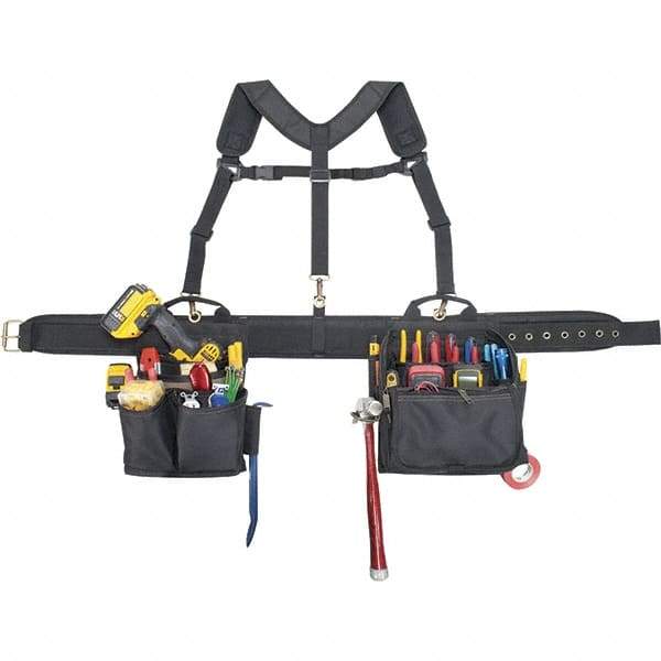CLC - 28 Pocket Black Ballistic Polyester Combo Tool Bag System - 28" Wide x 6" Deep x 26" High - Exact Industrial Supply