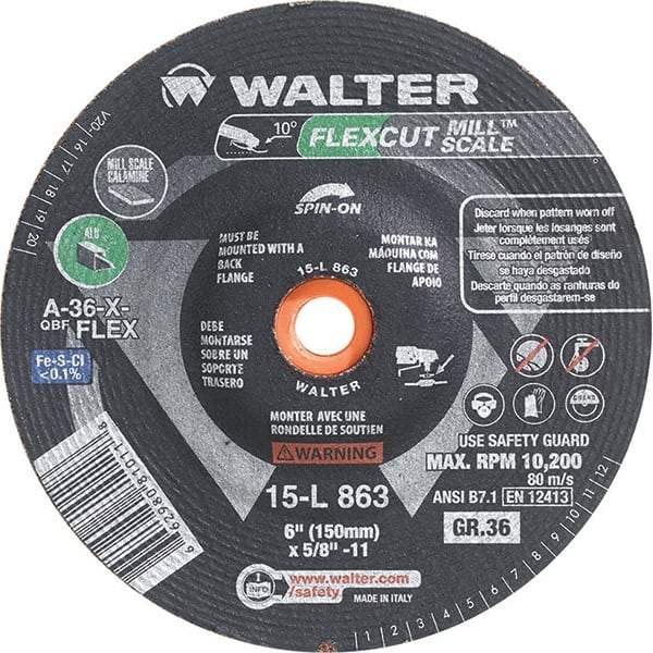 WALTER Surface Technologies - 6" Diam, 36 Grit Surface Grinding Wheel - Exact Industrial Supply