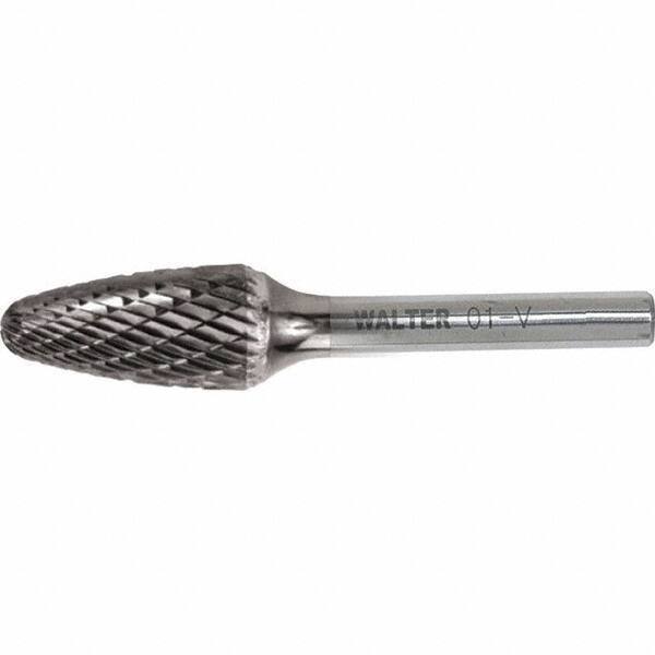 WALTER Surface Technologies - 1/4" Cut Diam, 1/4" Shank Diam, Tree Head Double Cut Burr - Carbide, 5/8" LOC - Exact Industrial Supply