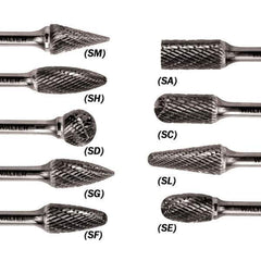 WALTER Surface Technologies - 5/16" Cut Diam, 1/4" Shank Diam, Taper Head Double Cut Burr - Carbide, 3/4" LOC - Exact Industrial Supply