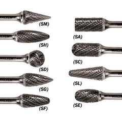 WALTER Surface Technologies - 1/4" Cut Diam, 1/4" Shank Diam, Taper Head Double Cut Burr - Carbide, 5/8" LOC - Exact Industrial Supply