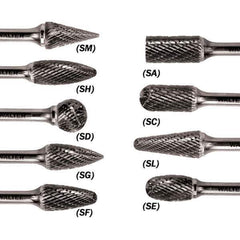 WALTER Surface Technologies - 1/2" Cut Diam, 1/4" Shank Diam, Taper Head Double Cut Burr - Carbide, 1" LOC - Exact Industrial Supply