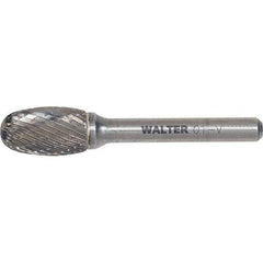 WALTER Surface Technologies - 3/8" Cut Diam, 1/4" Shank Diam, Egg Head Double Cut Burr - Carbide, 5/8" LOC - Exact Industrial Supply