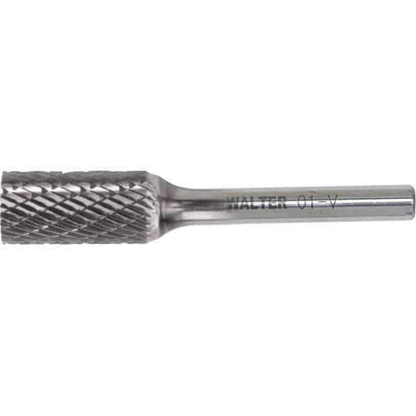 WALTER Surface Technologies - 1/8" Cut Diam, 1/8" Shank Diam, Cylinder Head Double Cut Burr - Carbide, 9/16" LOC - Exact Industrial Supply