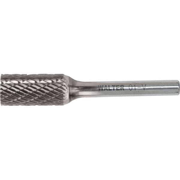 WALTER Surface Technologies - 1/4" Cut Diam, 1/4" Shank Diam, Cylinder Head Double Cut Burr - Carbide, 5/8" LOC - Exact Industrial Supply