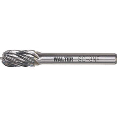 WALTER Surface Technologies - 3/8" Cut Diam, 1/4" Shank Diam, Cylinder Ball End Head Double Cut Burr - Carbide, 3/4" LOC - Exact Industrial Supply