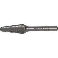 WALTER Surface Technologies - 5/8" Cut Diam, 1/4" Shank Diam, Cone Head Double Cut Burr - Carbide, 3/16" LOC - Exact Industrial Supply