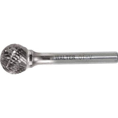 WALTER Surface Technologies - 1/4" Cut Diam, 1/4" Shank Diam, Ball Head Double Cut Burr - Carbide, 7/32" LOC - Exact Industrial Supply