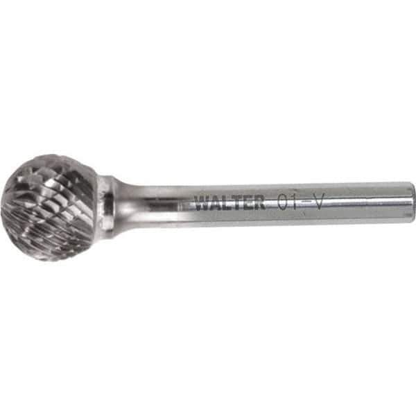 WALTER Surface Technologies - 1/8" Cut Diam, 1/8" Shank Diam, Ball Head Double Cut Burr - Carbide, 1/8" LOC - Exact Industrial Supply