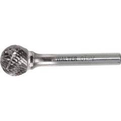 WALTER Surface Technologies - 1/8" Cut Diam, 1/8" Shank Diam, Ball Head Double Cut Burr - Carbide, 1/8" LOC - Exact Industrial Supply