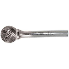 WALTER Surface Technologies - 5/8" Cut Diam, 1/4" Shank Diam, Ball Head Double Cut Burr - Carbide, 9/16" LOC - Exact Industrial Supply