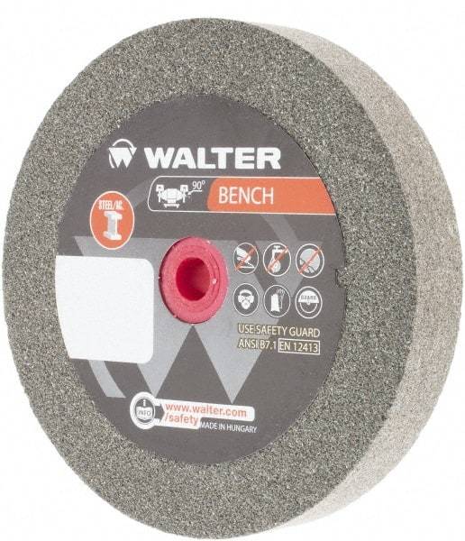WALTER Surface Technologies - 80 Grit Aluminum Oxide Bench & Pedestal Grinding Wheel - 6" Diam x 1" Hole x 1" Thick, 4100 Max RPM, Fine Grade, Vitrified Bond - Exact Industrial Supply