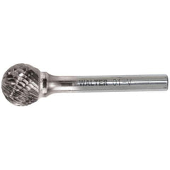 WALTER Surface Technologies - 1/2" Cut Diam, 1/4" Shank Diam, Ball Head Double Cut Burr - Carbide, 7/16" LOC - Exact Industrial Supply