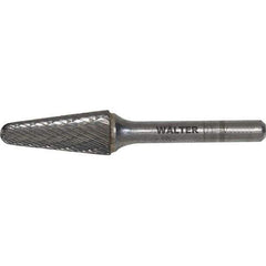 WALTER Surface Technologies - 1/4" Cut Diam, 1/4" Shank Diam, Cone Head Double Cut Burr - Carbide, 5/8" LOC - Exact Industrial Supply
