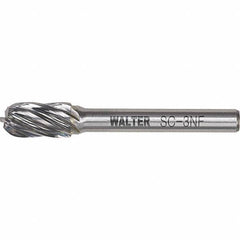 WALTER Surface Technologies - 1/4" Cut Diam, 1/4" Shank Diam, Cylinder Ball End Head Double Cut Burr - Carbide, 5/8" LOC - Exact Industrial Supply