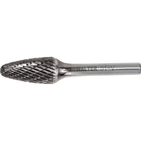 WALTER Surface Technologies - 1/8" Cut Diam, 1/8" Shank Diam, Tree Head Double Cut Burr - Carbide, 1/2" LOC - Exact Industrial Supply