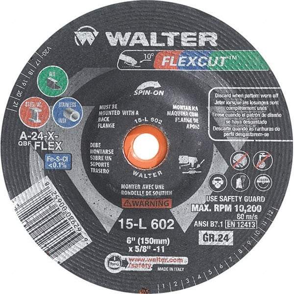 WALTER Surface Technologies - 6" Diam, 24 Grit Surface Grinding Wheel - Aluminum Oxide/Silicon Carbide Blend, Resinoid Bond - Exact Industrial Supply